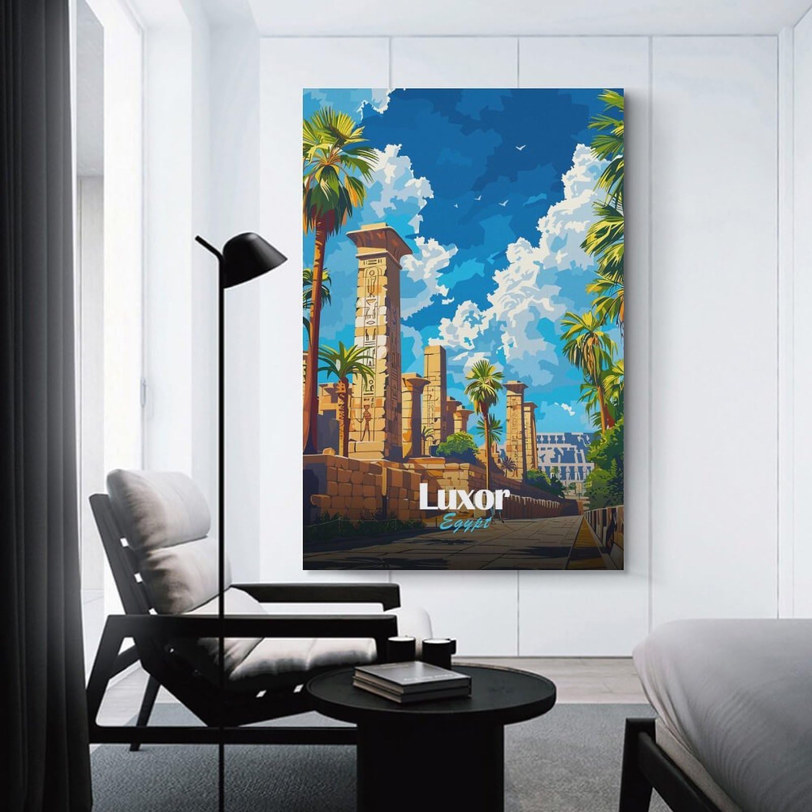 Junmoney Luxor Egypt Travel Wall Picture Print, 24x36inch(60x90cm), for Feature Walls in Flats Or Modern Rooms, Decorative Artwork with Flexible Styling