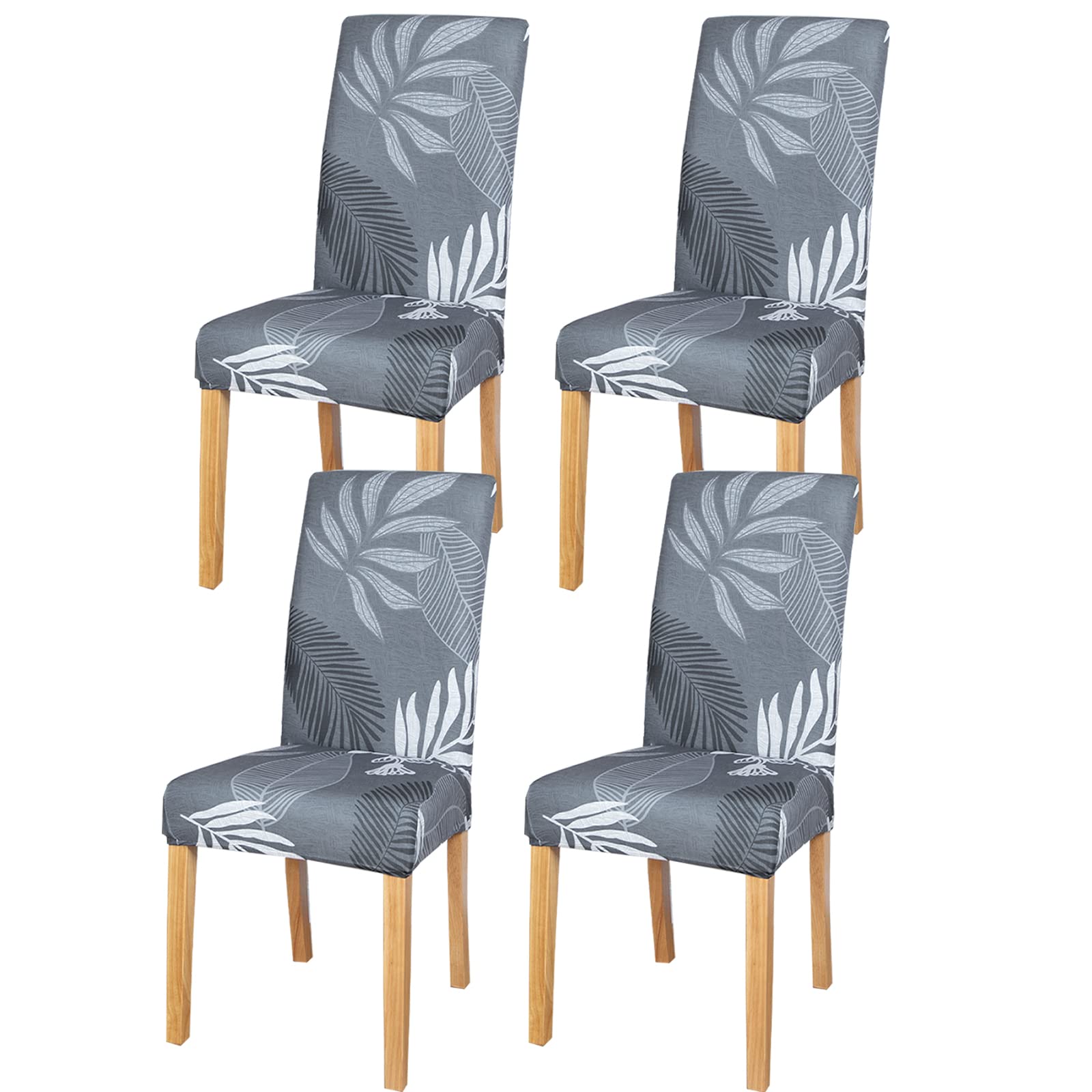 MOLVCE Stuhlhussen 4er Set Stuhlbezug Universal bi-Elastic Hussen für Stühle Moderne Stretch Stuhlhussen Stuhl Abdeckung Abnehmbare Waschbar für Esszimmer, Hotel, Bankett, Partys Deko, Laub