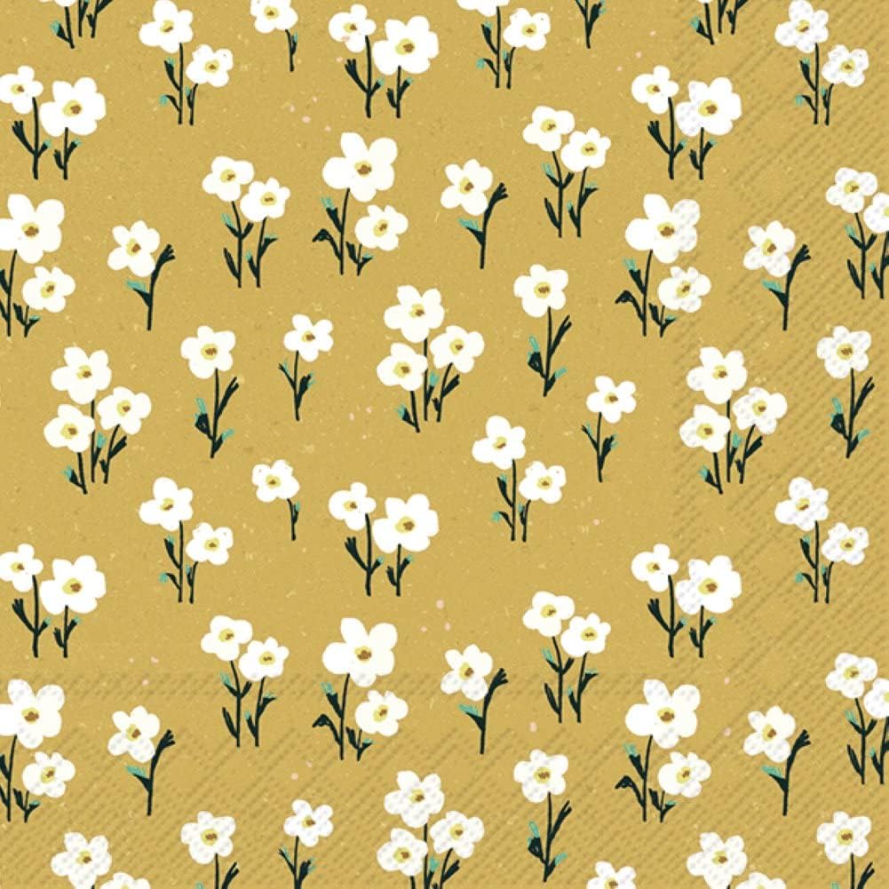 IHR Ideal Home Range Cocktail Napkins Disposable 3-Ply Paper Party Napkin Pack, 5" x 5", All About Yellow, 20-Count