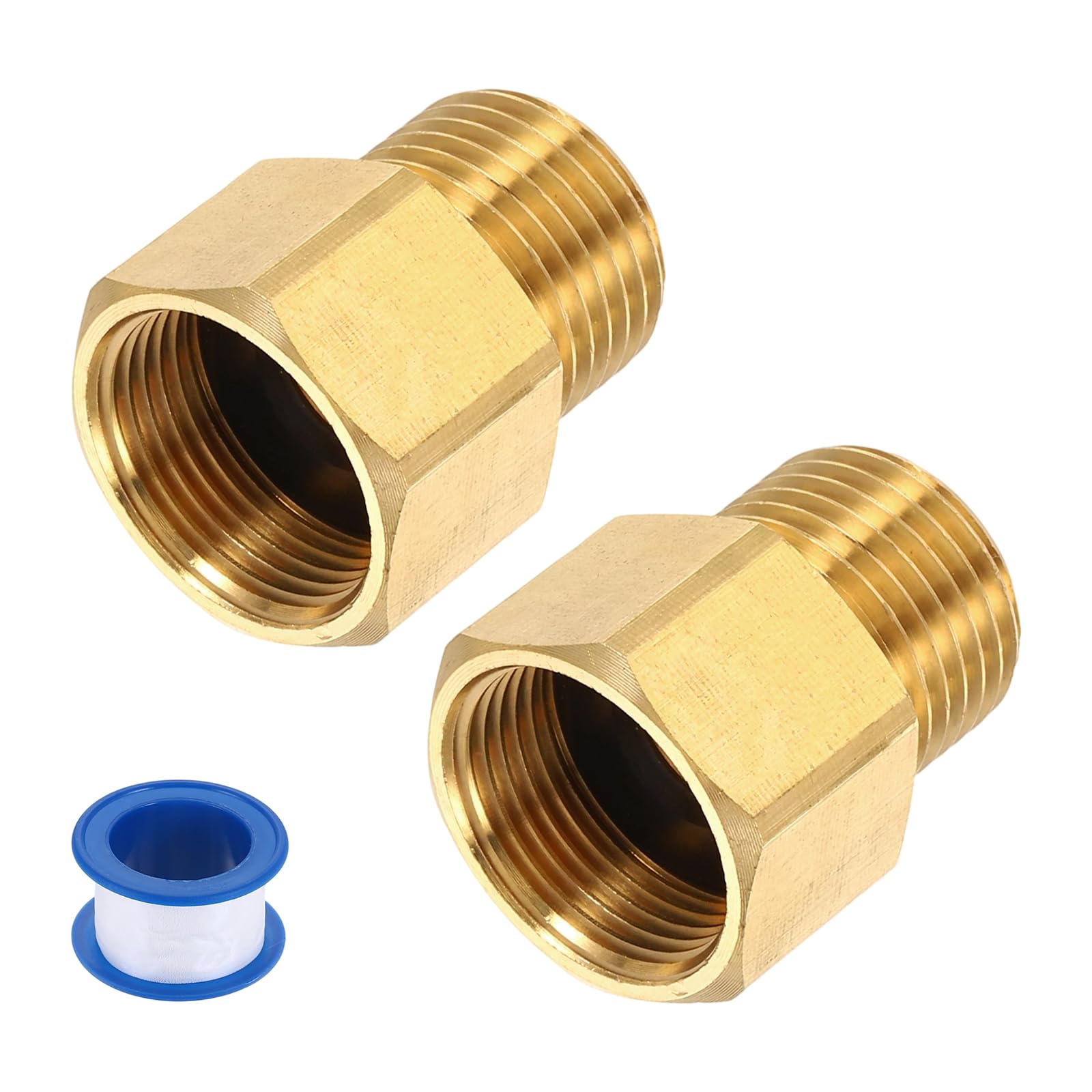 sourcing map 2Pcs Pressure Washer Adapter, M22 Female to G1/2" Male Quick Connect Fittings Brass Swivel Adapter with Sealant Tape for Pressure Power Washers Hose