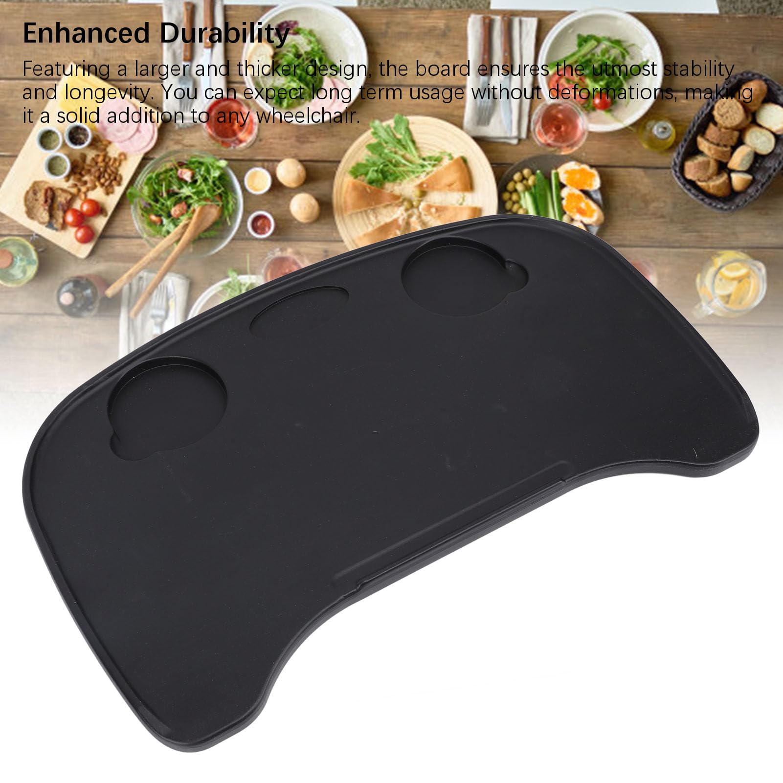 Wheelchair Tray Table with Cup Holder, Detachable Wheelchair Table Cup Holder for Eating Reading Resting, Wheelchair Desk Lap Board Wheelchair Table Board for Home Elderly (Black)