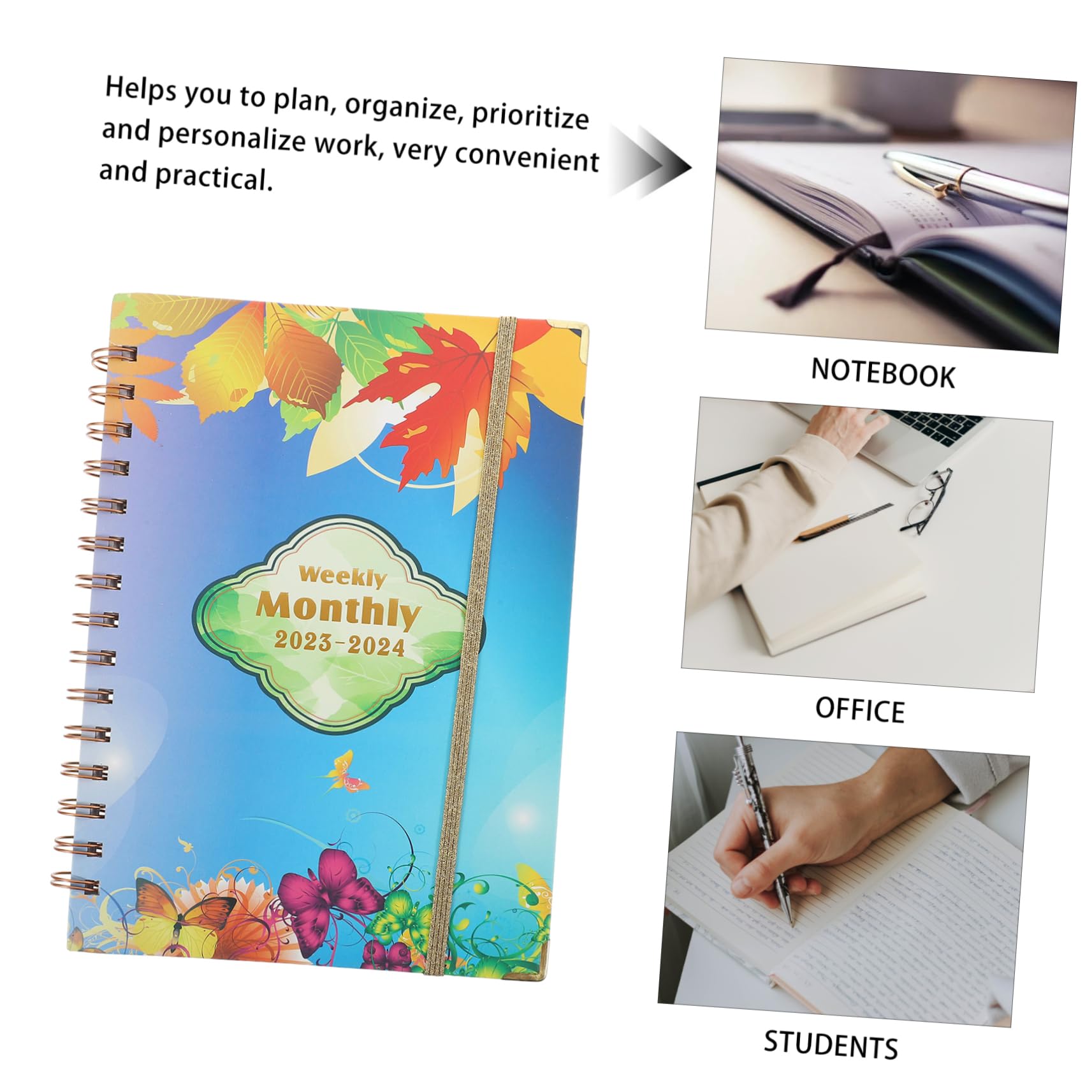 SHINEOFI 2piezas Planificador Académico Cuaderno De Inglés Agenda Diaria y Para y Profesionales Para Organización Personal y Gestión