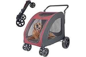 Foldable, Ergonomic Dog Jogger Stroller with Universal Wheels for Medium Dogs