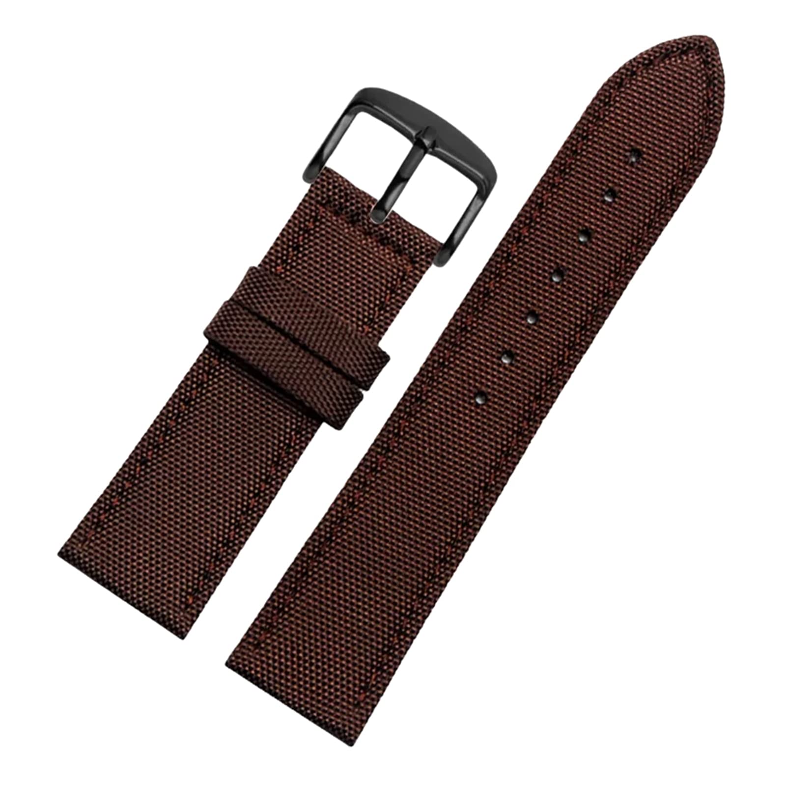 Bracelet de montre étanche en nylon marron et cuir véritable 18-24mm