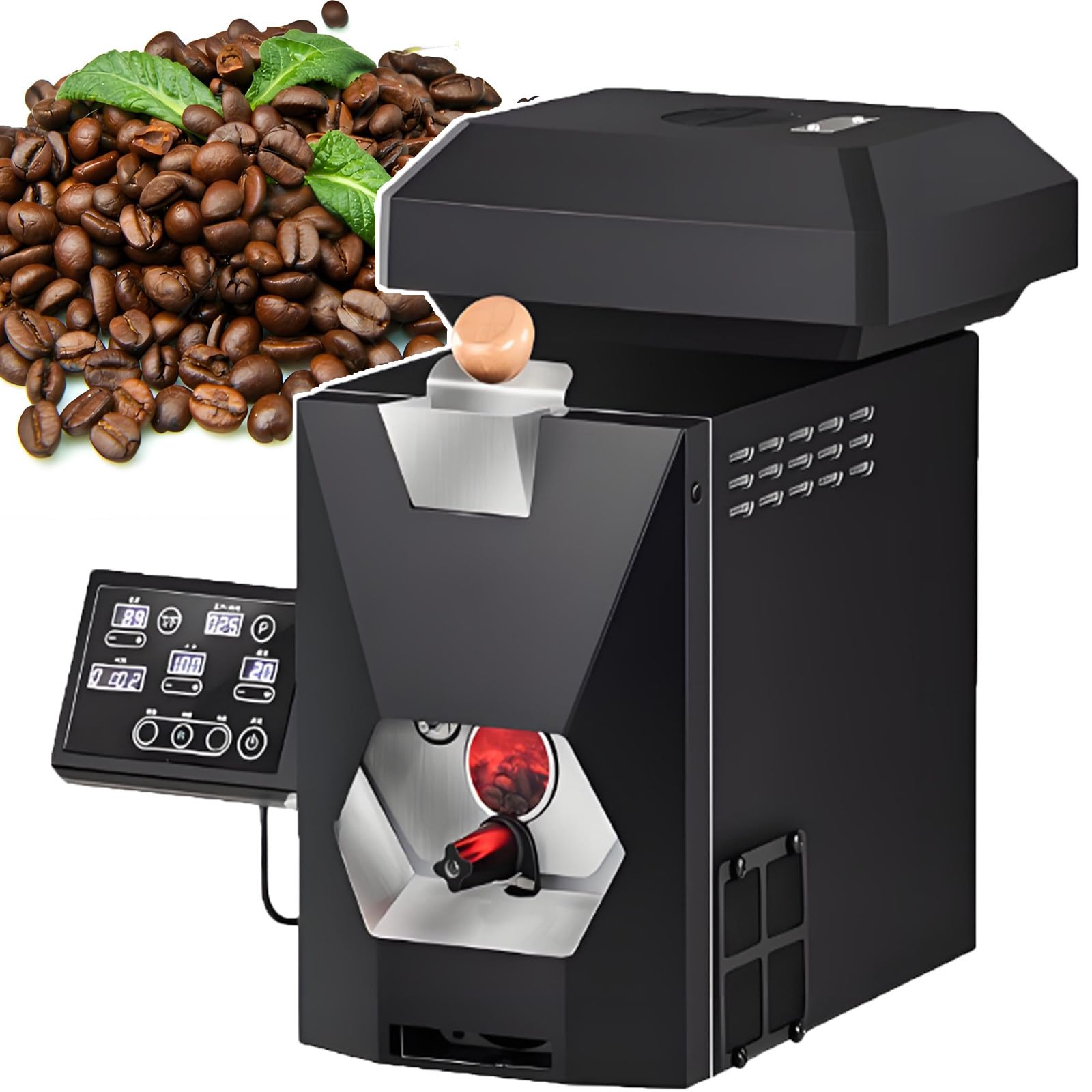 BOOZXCV 200g Electric Hot Air Coffee Bean Roaster Machine - Commercial Stainless Steel Drum Coffee Roaster with 3 Roasting Modes | Dual Cooling Fans & Movable Bean Tray