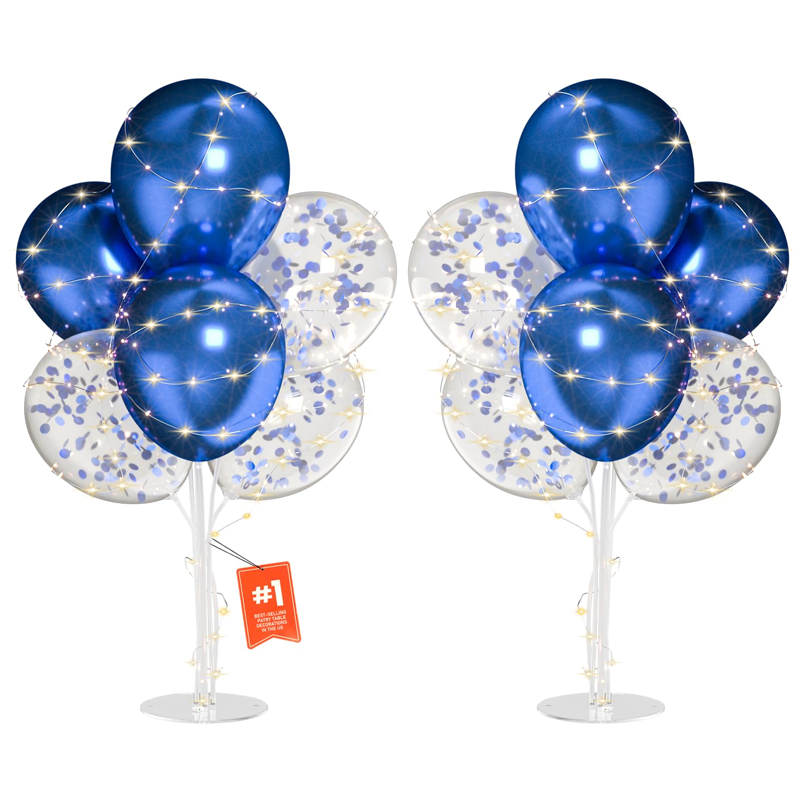 MYZSBRDM 2Set Blue Balloons Stand,Balloons Stands for Table,Blue Balloons Centerpieces for Tables for Birthday,Baby Shower,Wedding,Anniversary Table