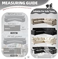 Vista 6 de Fundas de sofá seccional en forma de L 100% impermeables para esquinas, funda de sofá de chenilla con borla, funda de sofá suave y gruesa lavable