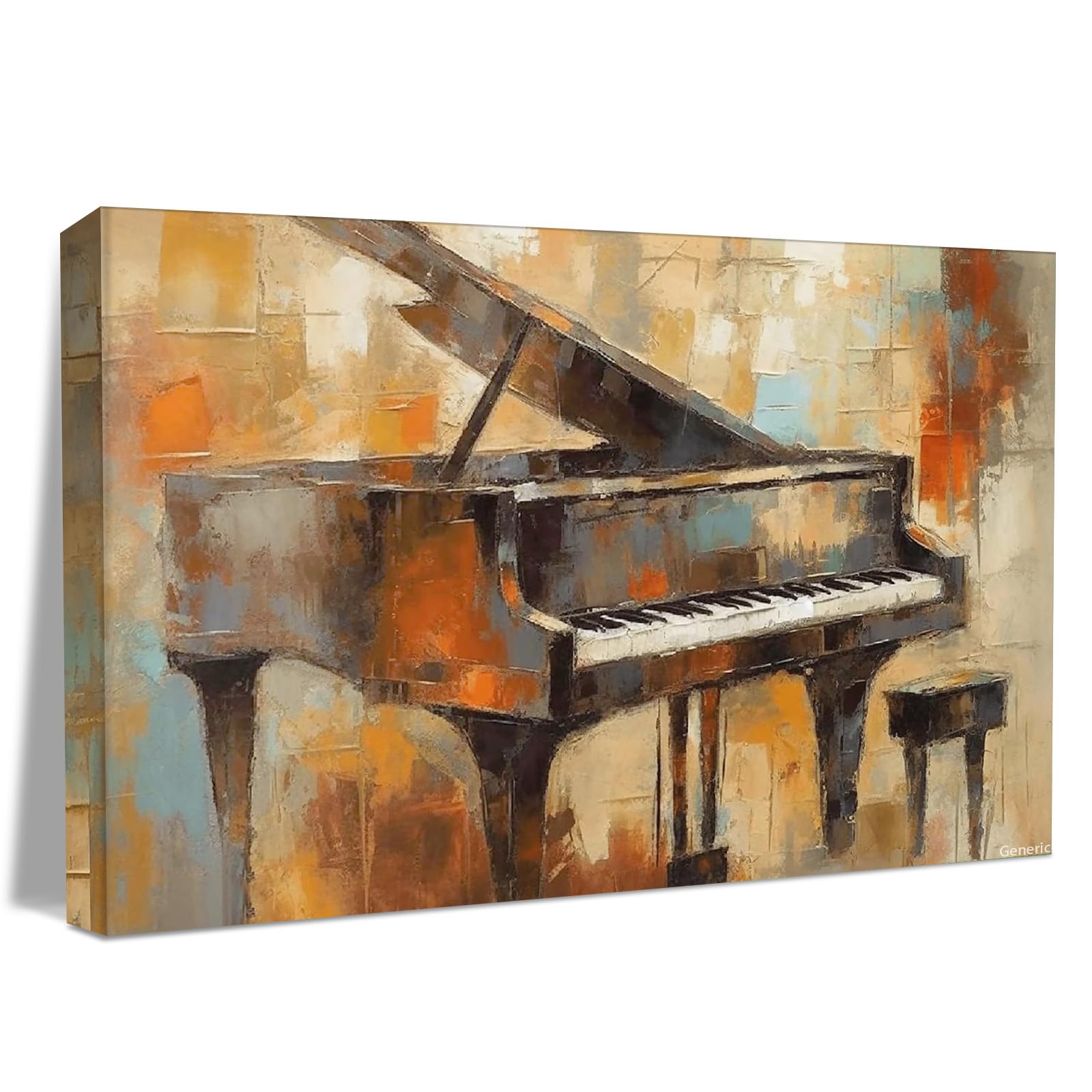 Piano Abstract Wall Art, Music Piano Wall Art, Music Framed Poster, Modern Art for Living Room Bedroom Ready to Hang Framed, 8x10inch