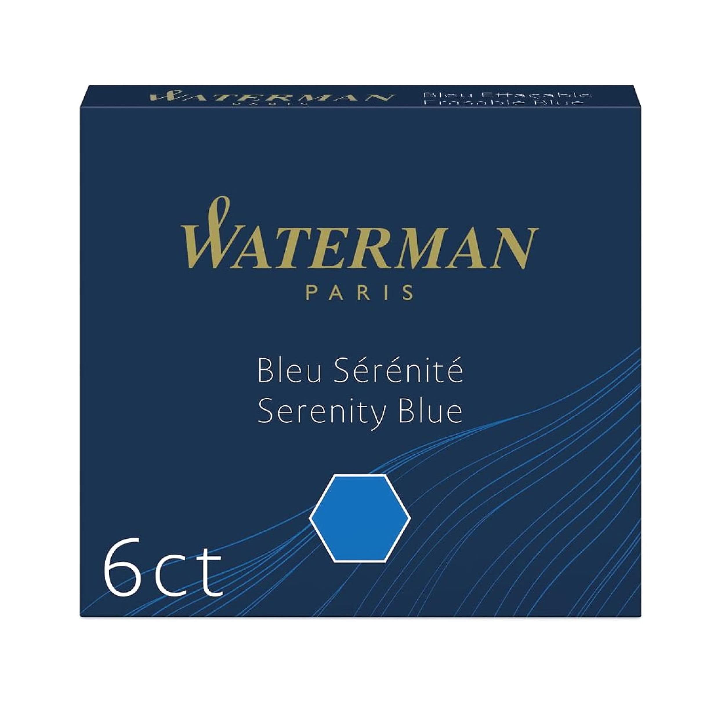 WatermanFüller-Tintenpatronen | International Standardgröße | Serenity Blue | 6 Stück