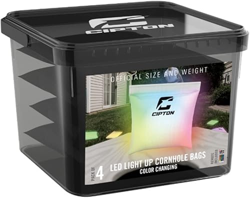 Miniatura 6 de Cipton Bolsas de Cornhole que brillan en la oscuridad, 4 bolsas de Cornhole con luz LED, juego nocturno y actividades, bolsas resistentes a la