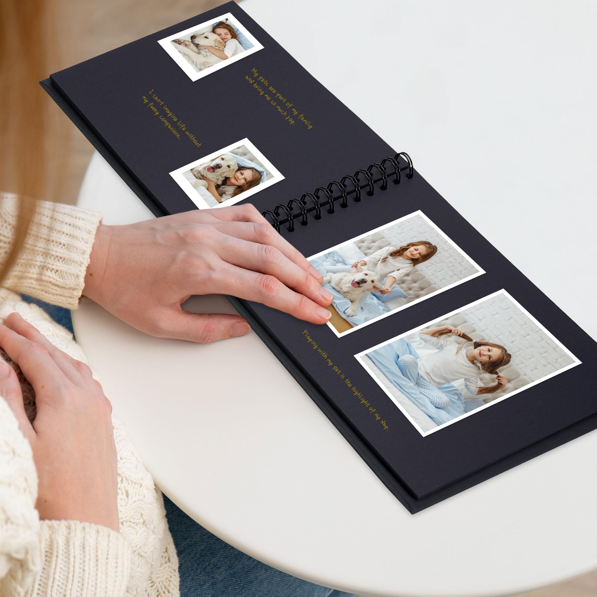 Scrapbooking Album Fotografico DIY, Album di Carta Kraft Spessa, Libro dei Ricordi per Matrimonio, Anniversario, Viaggio, Laurea, Bambino e Famiglia 28x20,5 cm 100 Pagine Nero