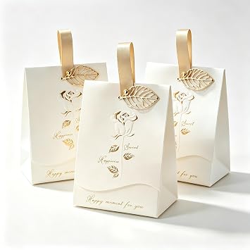 30 Pack Ivory Favor Gift Box, 3.9"W x 2.6"D x 5.1"H