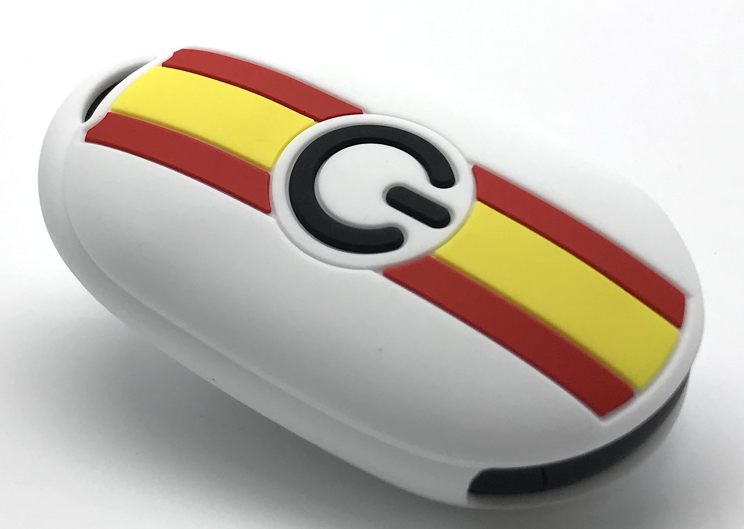 Nordecco Silicone Spain Flag Key Fob Cover Protective Case Compatible With Fiat 500e Electric 2022 2023 and Above (White)