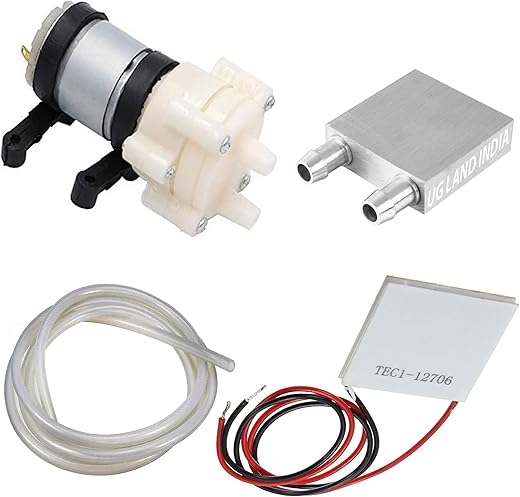 BITSKY INDIA DC 6-12V R385 Mini Water Cooled Water Pump Air Diaphragm Pump, Transparent Water Pipe, Aluminum Cooling Block, Heat Sink (40x40x12mm),…