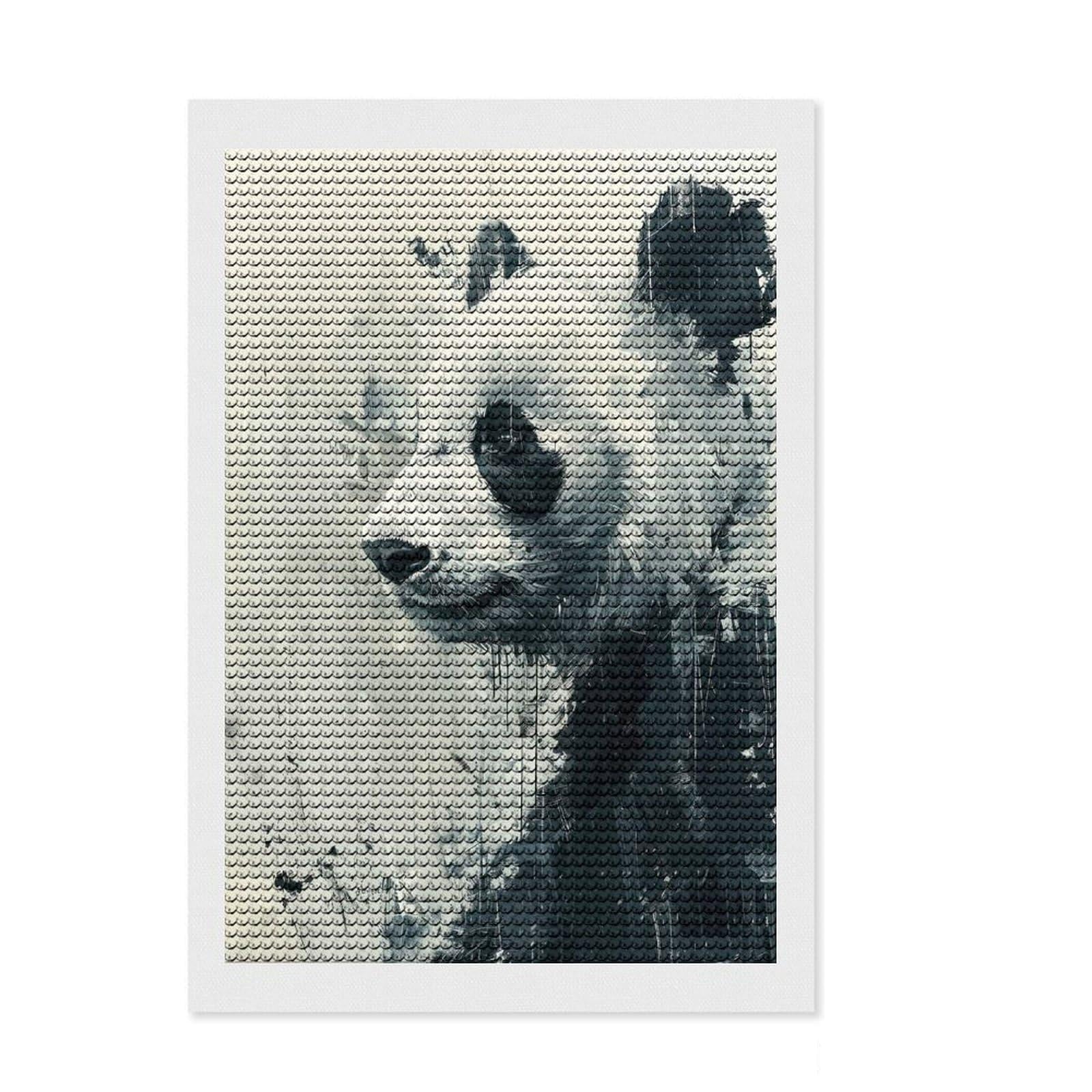Junmoney Panda Painting Art Diamond Art Canvas 8"x12", Relaxing DIY Hobby, Satisfying Creative Project, Farmhouse Decor, for Women