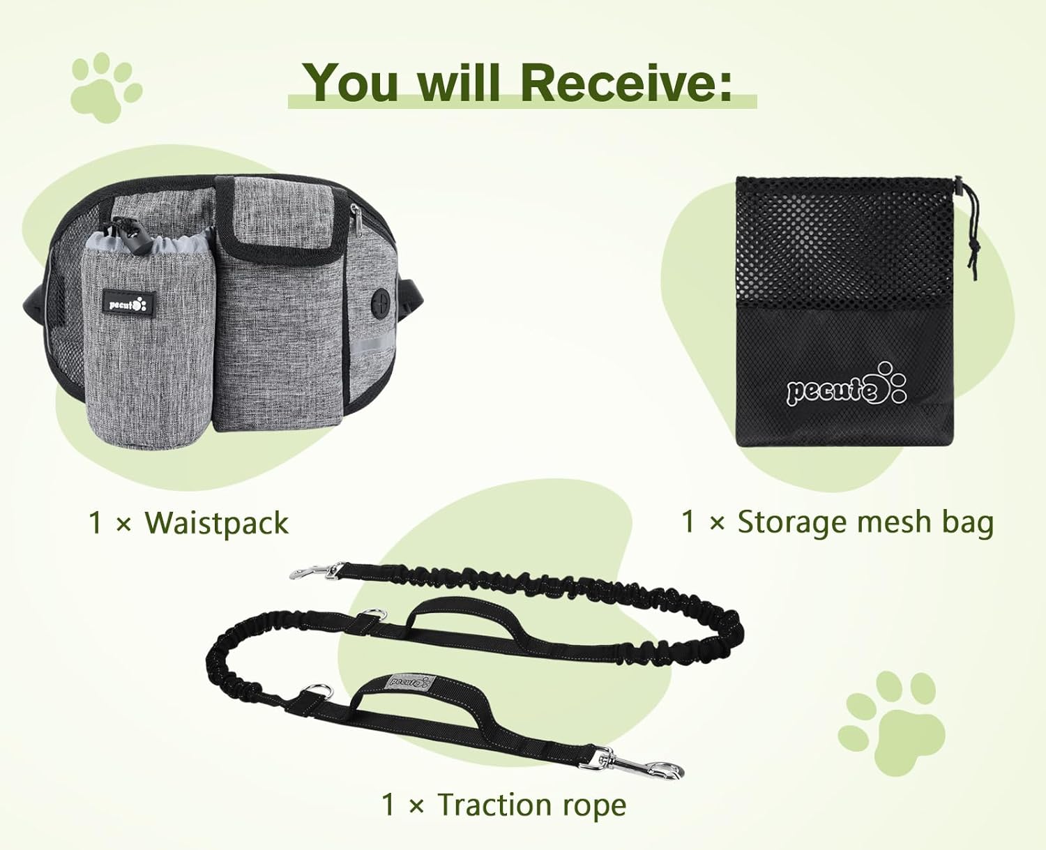 Pecute Running Dog Lead Hands Free Leash for Dogs Large Protect the Waist with Reflective Stitching, Adjustable Waist Belts, Endure 110 kg 10