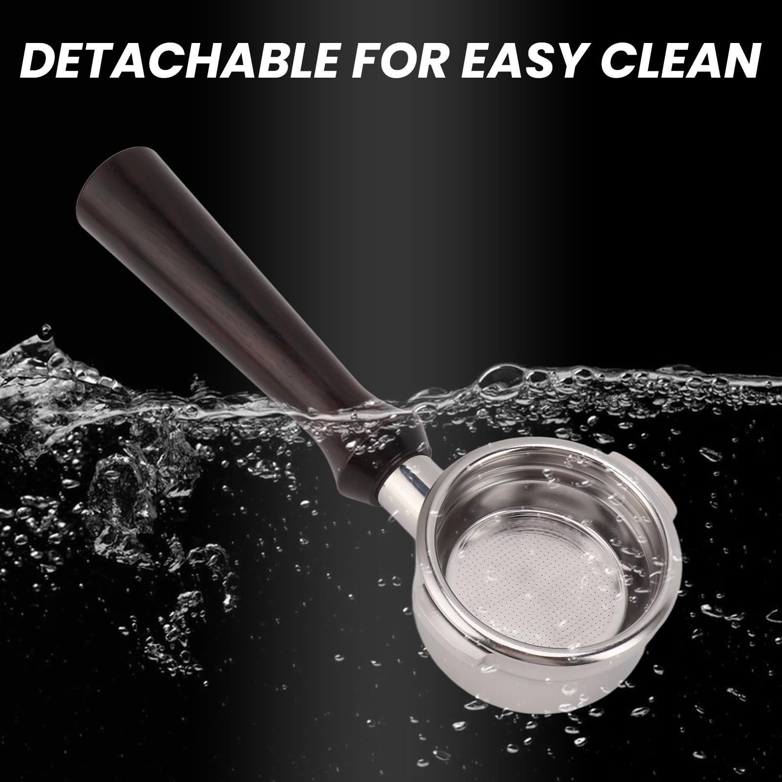 Portafiltro sin fondo de 58 mm Accesorio para máquina de café de acero inoxidable con mango de madera Herramienta de espresso profesional para cafeteras espresso comerciale (F sándalo)