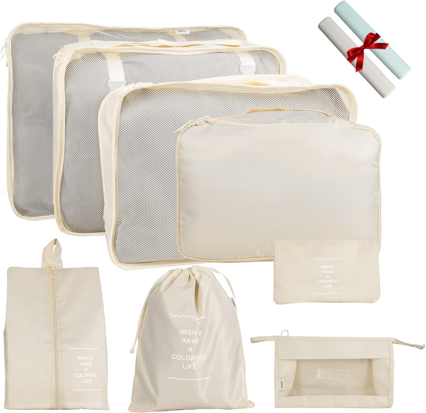 8 Pack Packing Cubes in 3 Sizes (Extra Large, Large, Medium