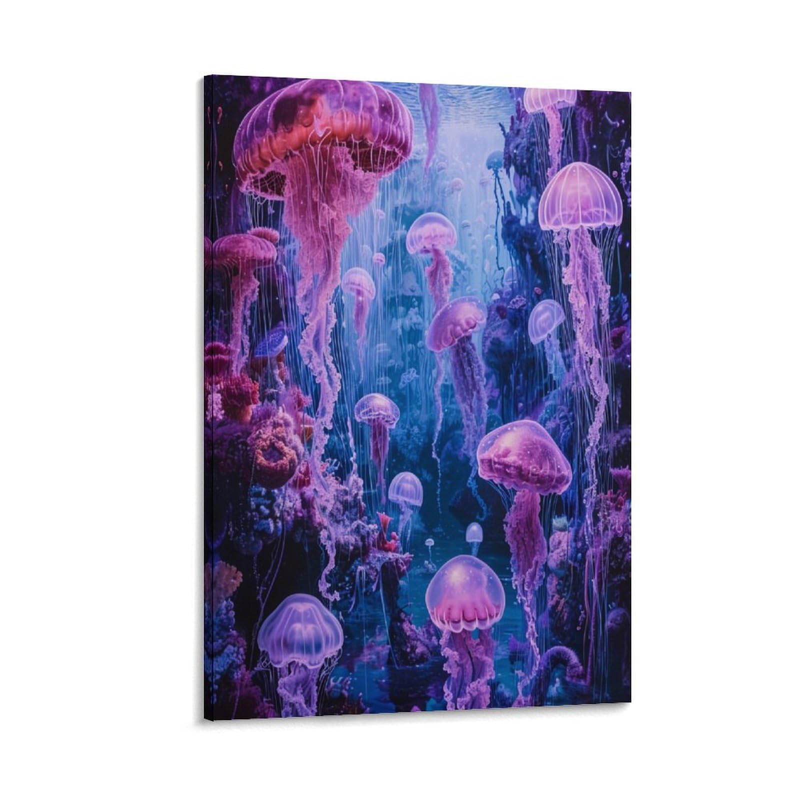 VFKLZCNYR Quallen 3D Leinwanddrucke Wandkunst Von Ölgemälden Bilder Für Wohndekorationen Moderne Gestreckte Und Gerahmte Kunstwerke 24x36inch(60x90cm)