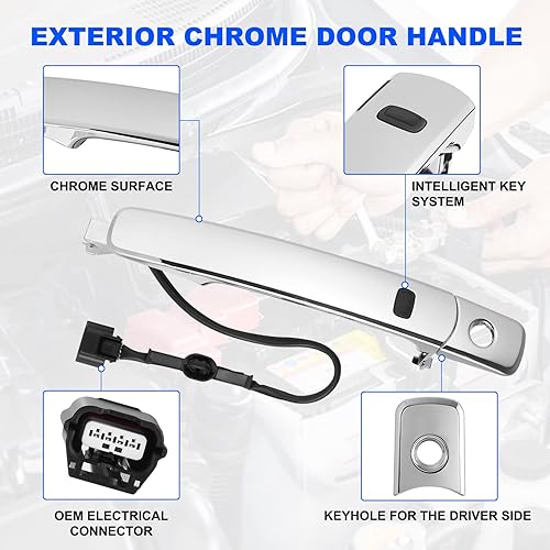 Miniatura 5 de TEMSONE 80640-CZ31B Manija de puerta cromada delantera izquierda para el conductor, exterior compatible con Nissan Rogue 2010-2013 con entrada