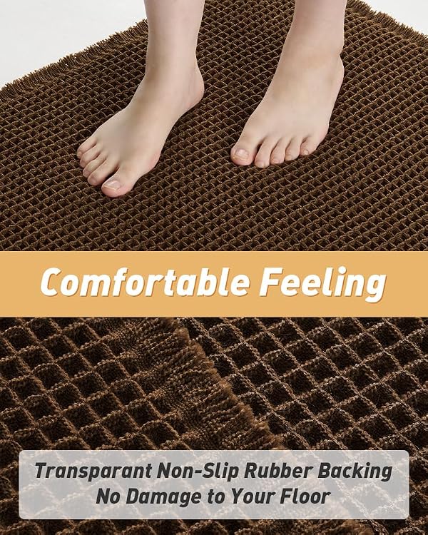 Upgraded Waffle Runner Rug Super Absorbent Non Slip Bath Mats for Bathroom Machine Washable Bathroom Runner Rug with Tassels, Ideal for Hallway Bedroom Laundry Room, 2' x 4' (24" x 48"), Terracotta by AMOAMI - Image 2