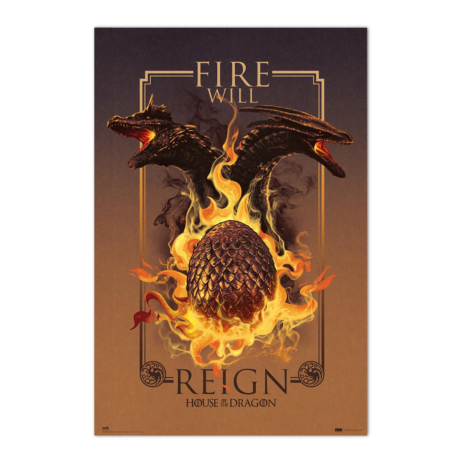 Grupo Erik Poster Game of Thrones House of the Dragon Fire Will Reign - 36 x 24 inches / 91.5 x 61 cm - Shipped Rolled Up - Cool Posters, Art Poster, Wall Posters & Prints