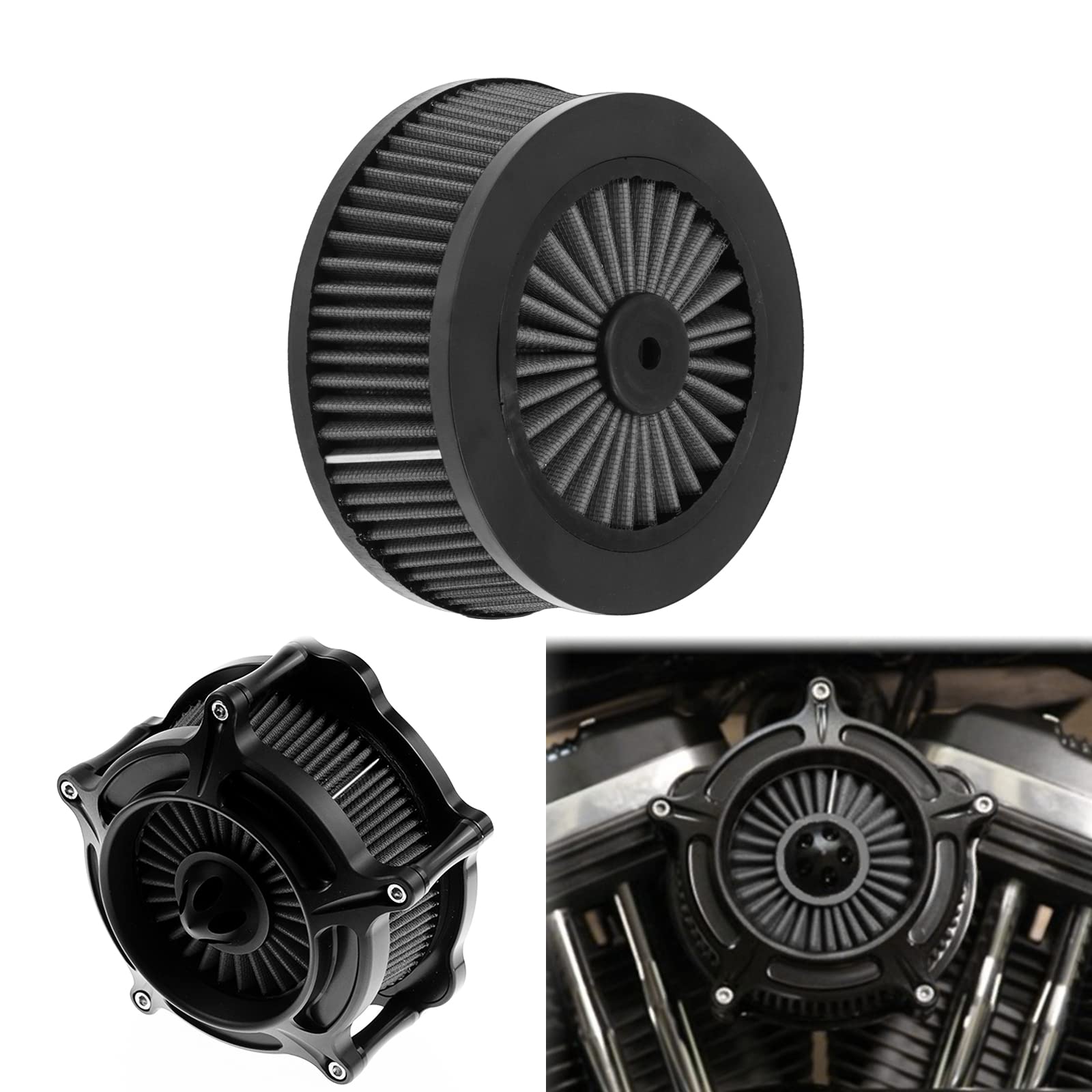Black Air Cleaner Element Replacement For Harley Electra Glide Sportster Softail