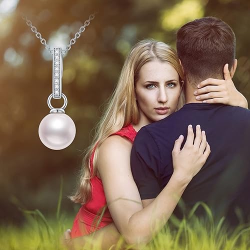 Miniatura 6 de Collar de perlas colgantes de diamantes naturales para mujer, chapado en oro blanco de 18 quilates, plata de ley 925, colgante de perlas cultivadas,