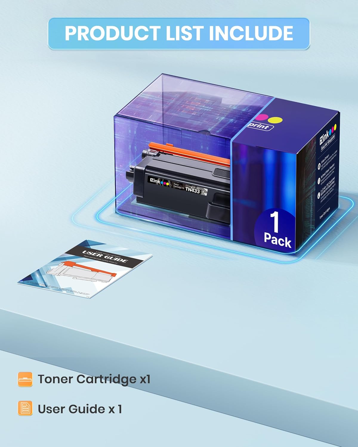 E-Z Ink Compatible TN433BK Toner Cartridge Replacement for Brother TN-433 TN433 TN433bk TN431 Compatible with HL-L8260CDW HL-L8360CDW MFC-L8610CDW MFC-L8900CDW (1 Black, 1 Pack)
