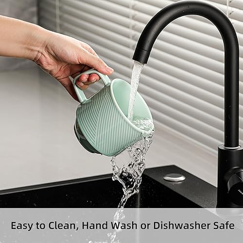 Miniatura 5 de Juego de tazas de café apilables tazas de café apilables de cerámica de 13 onzas para café con leche capuchino, tazas de té de porcelana para el