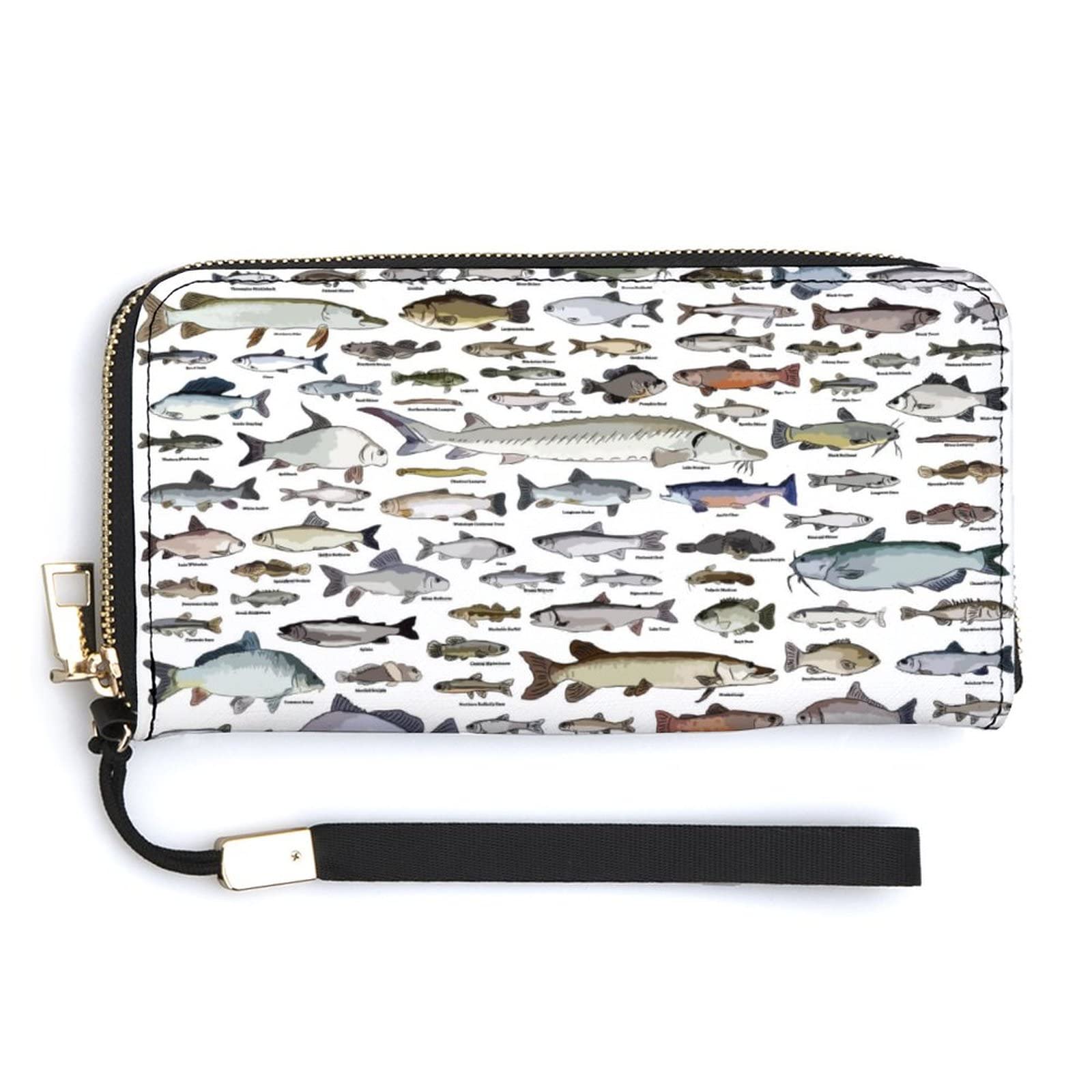 [SHELIN] 長財布 魚の品種 面白い魚 メンズ レディース 財布 PU ウォレット クラッチバッグ さいふ 小銭入れ お札入れ コインケース スマホ財布 大容量 多機能 ICカード収納 両面プリント ジッパーの財布 カードパッケージ 薄い 防水 軽量 汚れや摩耗に強い 持ち運びが容易 耐久性 柔らかく滑らかな感触 箱付き 贈り物 男女兼用
