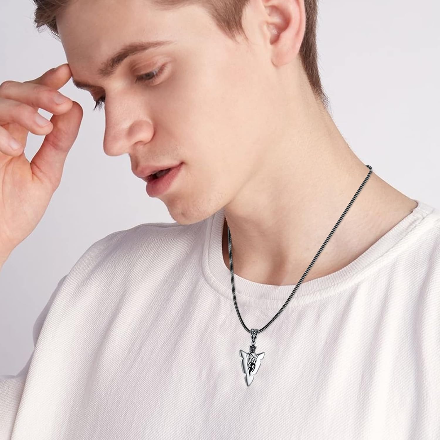 VONALA Gothic Necklace 925 Sterling Silver Punk Dagger/Thor Hammer/Arrowhead Wolf/Lion/Tree of Life Urn Pendant Necklace Viking Amulet Pagan Jewelry Gifts for Women Men Unsex - Image 3