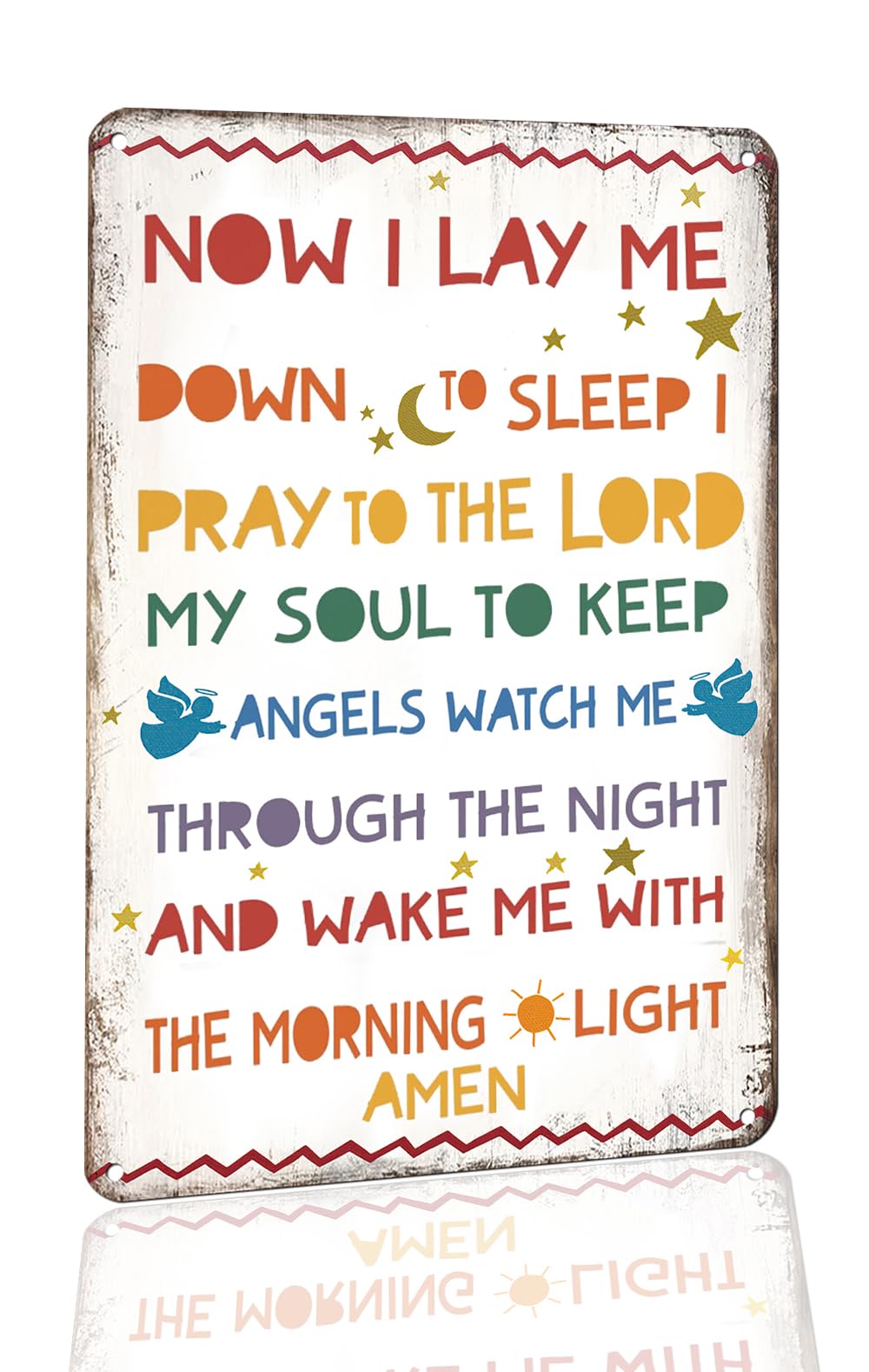 Funny Metal Signs, Now I Lay Me Down to Sleep Prayer, Jesus Christ Bible Verse Wall Art, Christian Wall Decor, Scripture Wall Art 8x12 Inch