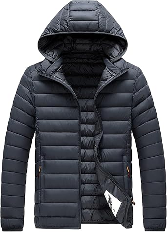 Maiyifu-GJ Mens Hooded Warm Winter Jackets Waterproof Snow Ski Full Zipper Coats Puffer Outwears With Removable Hood