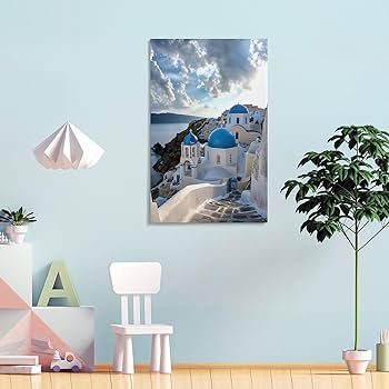 Amazon.co.jp: 絵画 ギリシャ サントリーニ島の風景インテリア 絵画