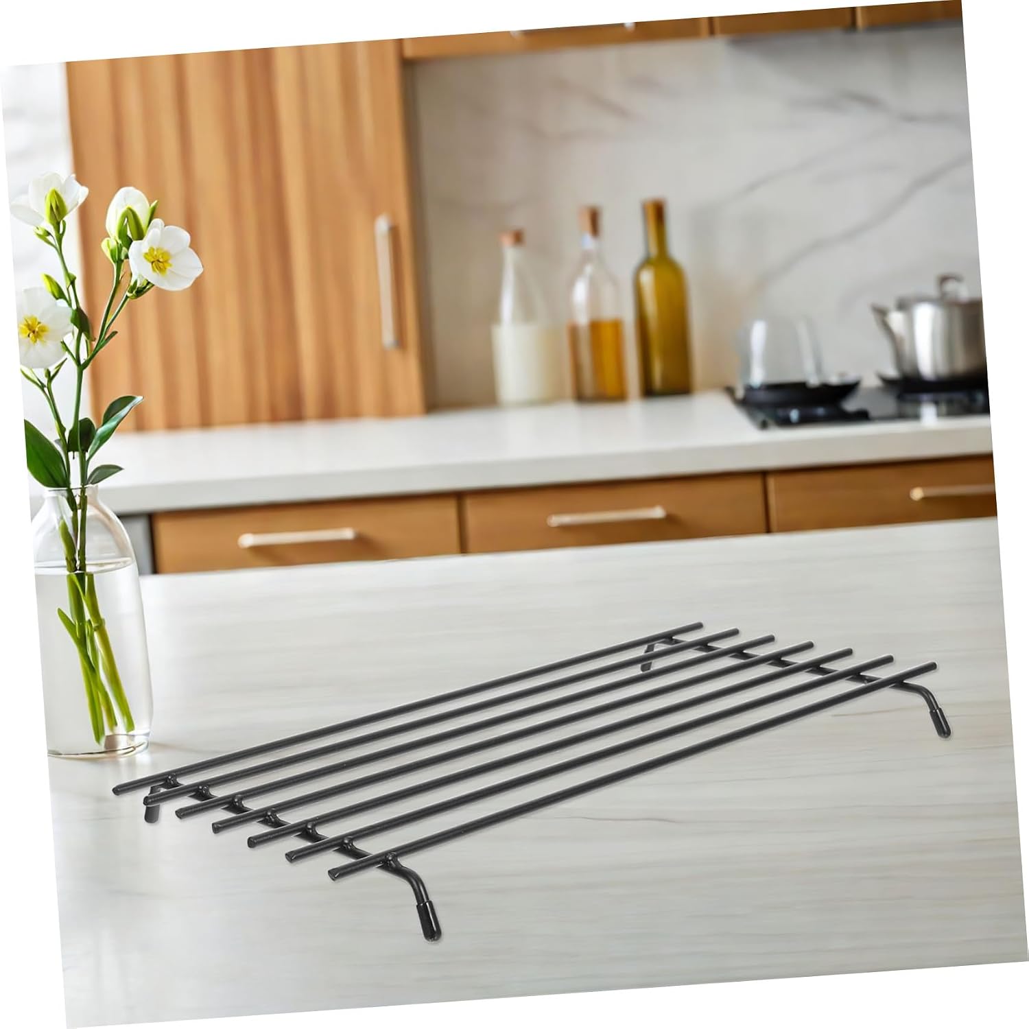 Heat Resistant Large Metal Trivet Pad, Iron Kitchen Countertop Protector Mat for Hot Pots, Pans, and Dishes, Rustic Rectangle Heat Insulator for Cooking and Dining Tables