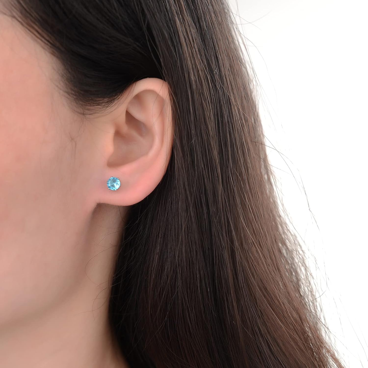 12 Pairs 18K Gold Plated Surgical Stainless Steel Stud Earrings, Flat Back Screw Back Cubic Zirconia Stud Earrings for Women, Silver CZ Brithstone Stud Earrings Set - Image 6