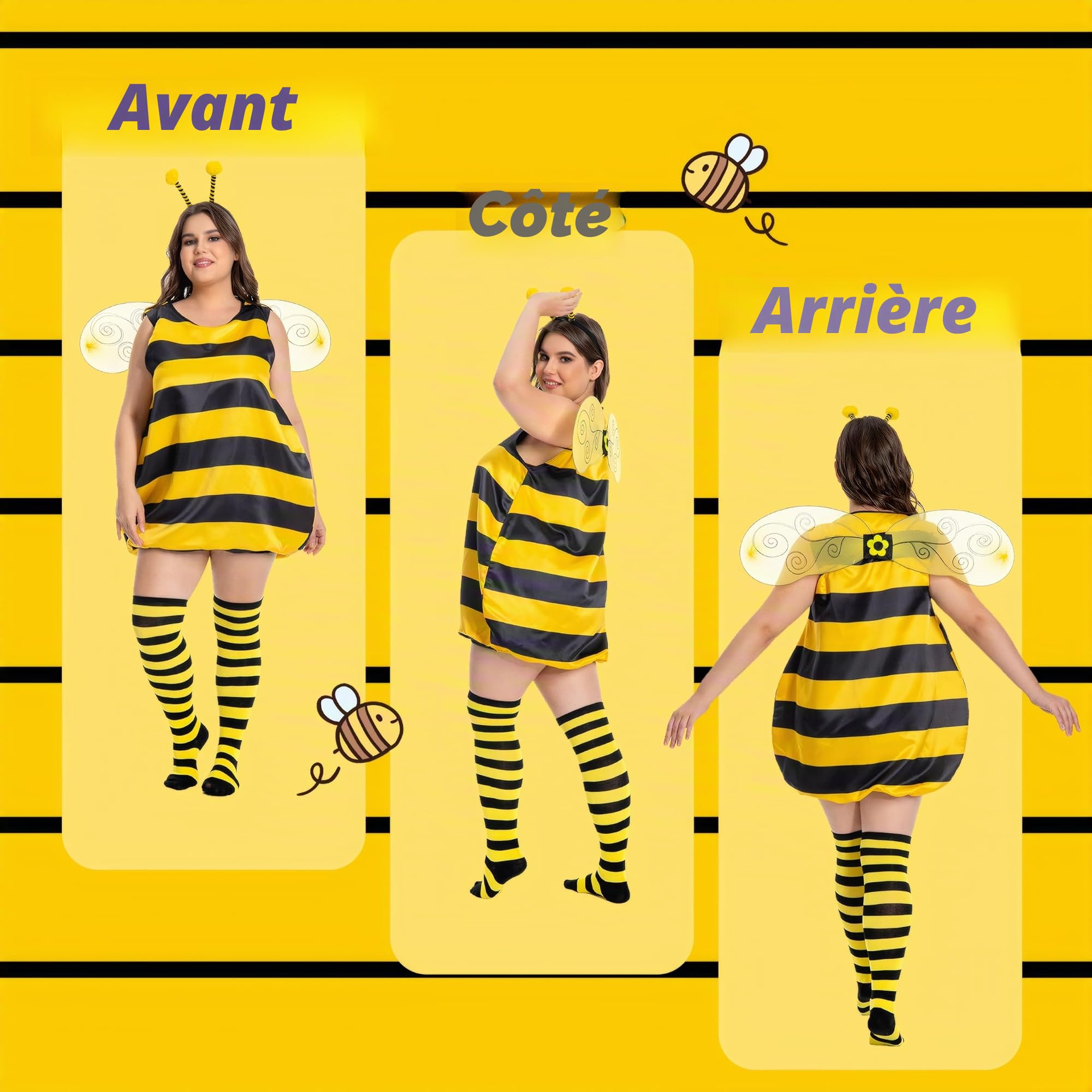 Costume d'abeille grandes tailles pour femme adulte 42-56