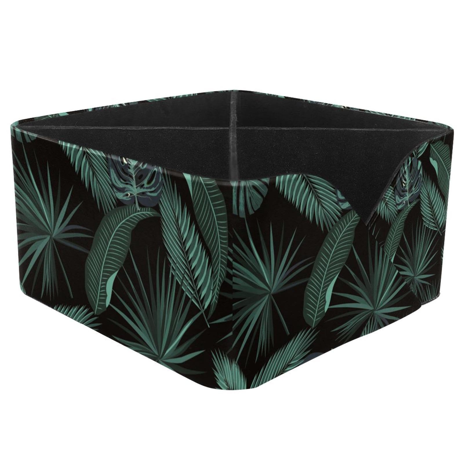 KengjuTesu Jungle Palm Tree Desktop Organizer Pen Holder, Rectangular Pencil Cup for Office, Study and Makeup Stations