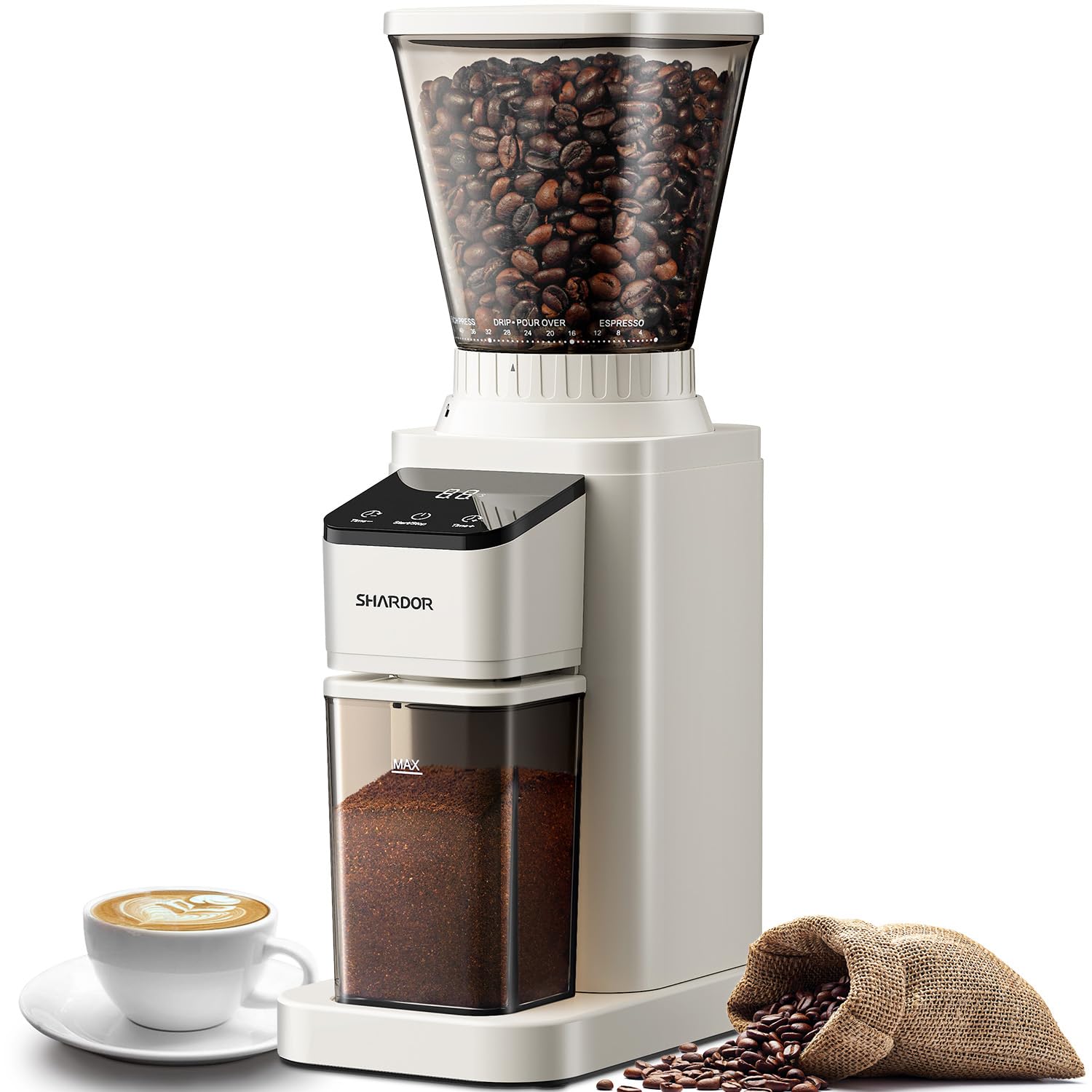 Photo 1 of SHARDOR Conical Burr Coffee Bean Grinder, Anti-Static, 48 Settings, White
