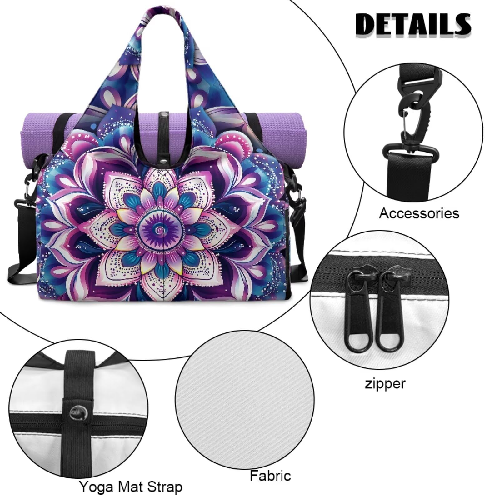 Yogatasche für Damen mit Yogamatten-Tragetasche und Schuhfach, Pilates-Schultertasche