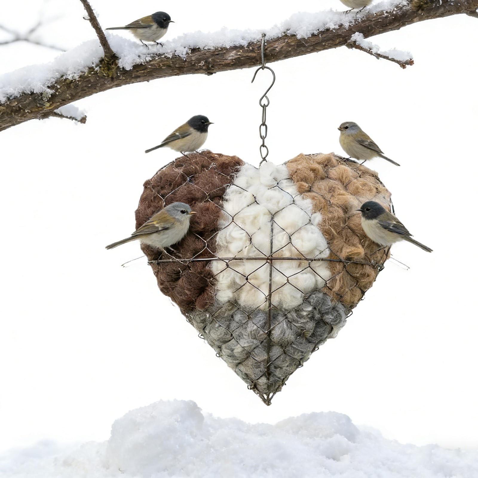 Boule de nidification pour oiseaux sauvages rechargeable avec son matériau naturel