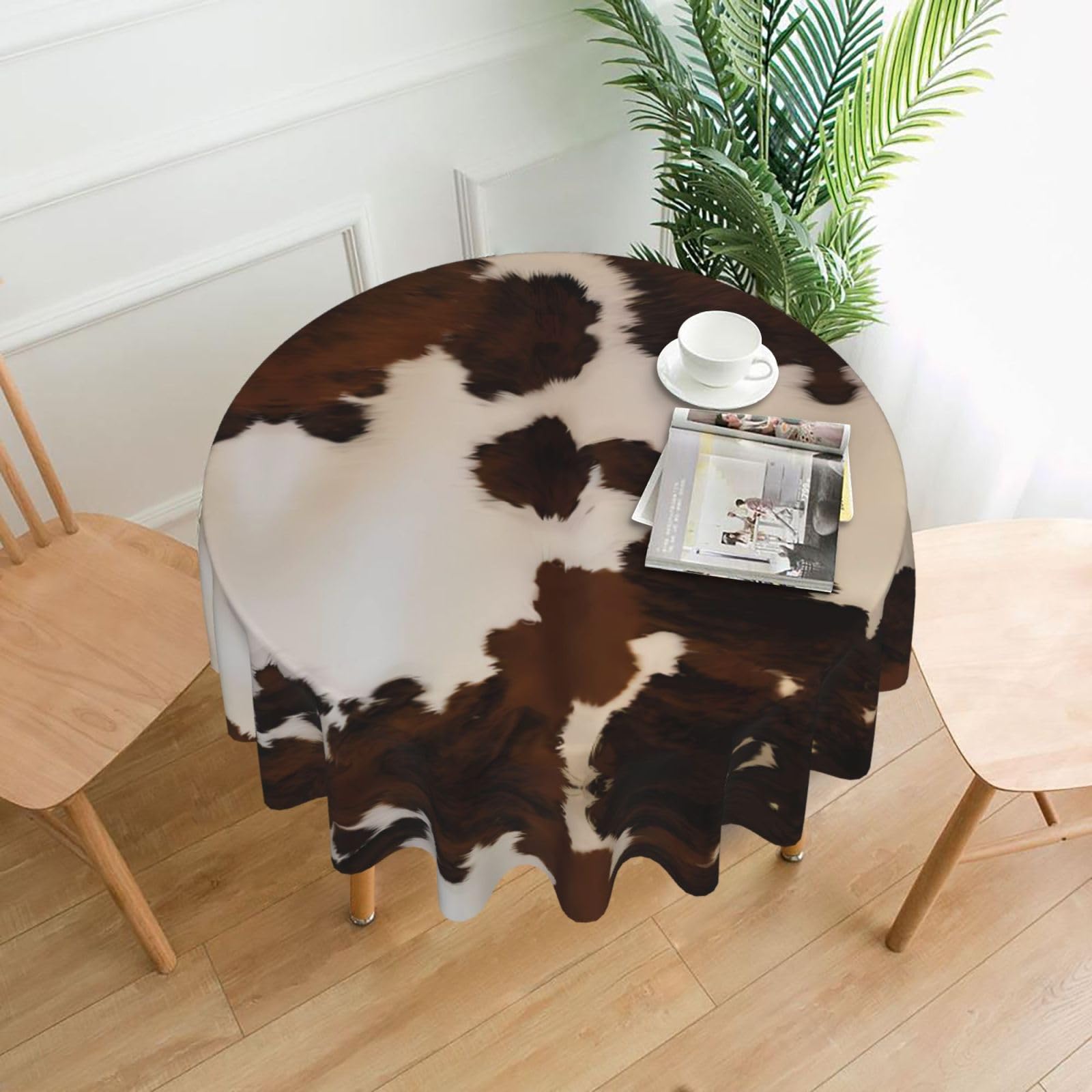 YYHHAOFA Abstract Cow Skin Prints Round Decorative Tablecloth 60in - High-Grade Polyester Throw for Dining Tables, Parties, & Outdoor Events
