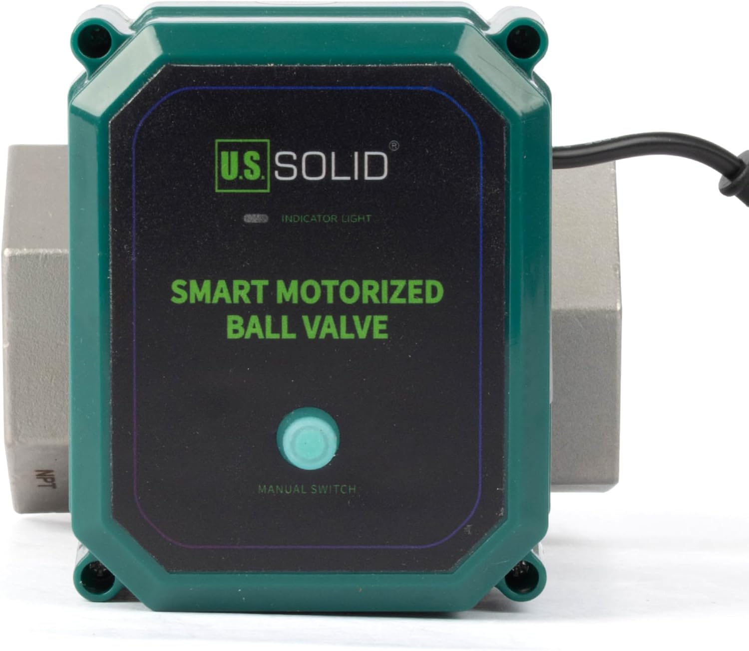 U.S. Solid 1-1/2" Smart Motorized Ball Valve - Remote App Mobile Control NSF Certified 304SS Electrical Ball Valve with Manual Switch, 5V DC USB Connection