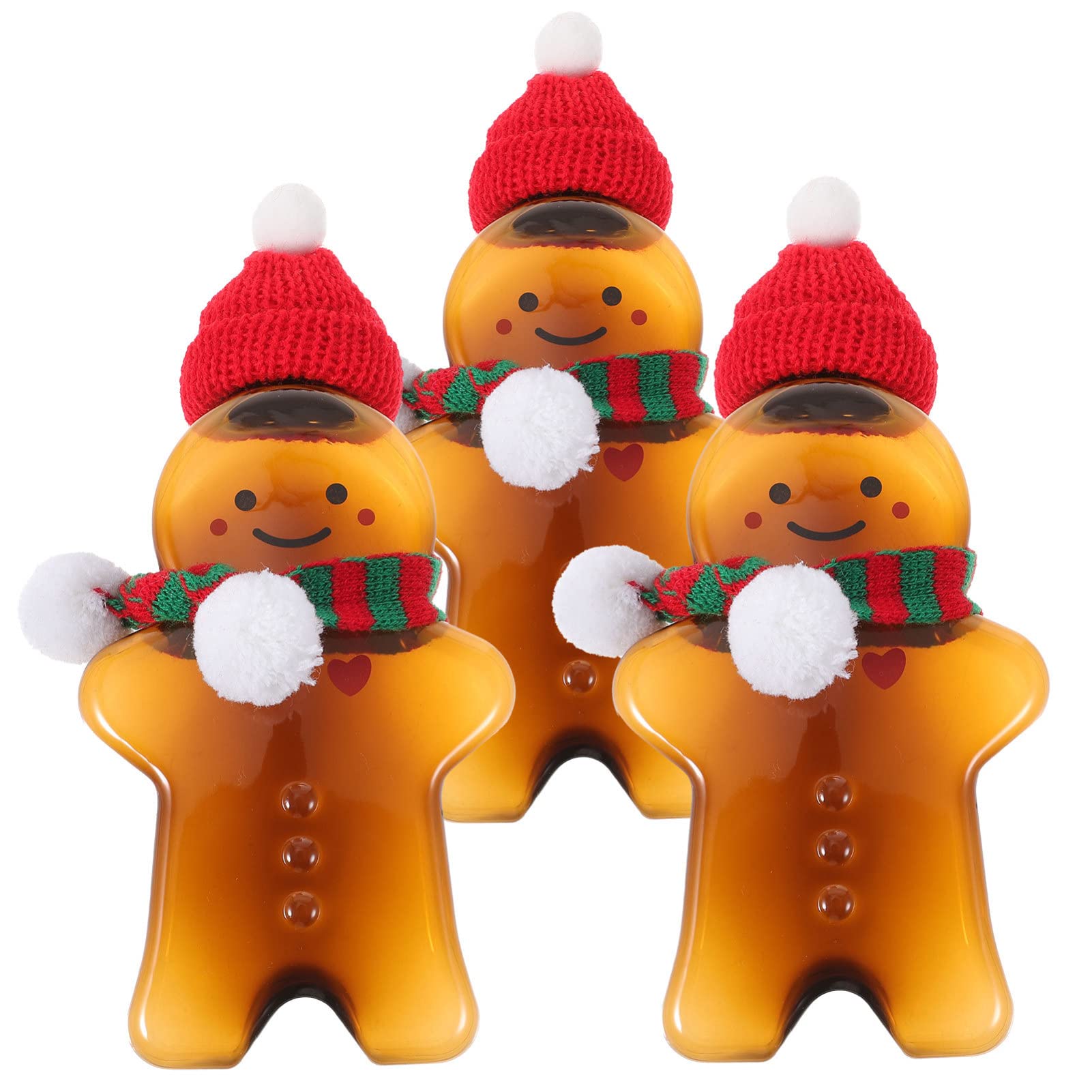 Bouteilles bonhomme en pain d'épices avec mini écharpe et chapeau amovible