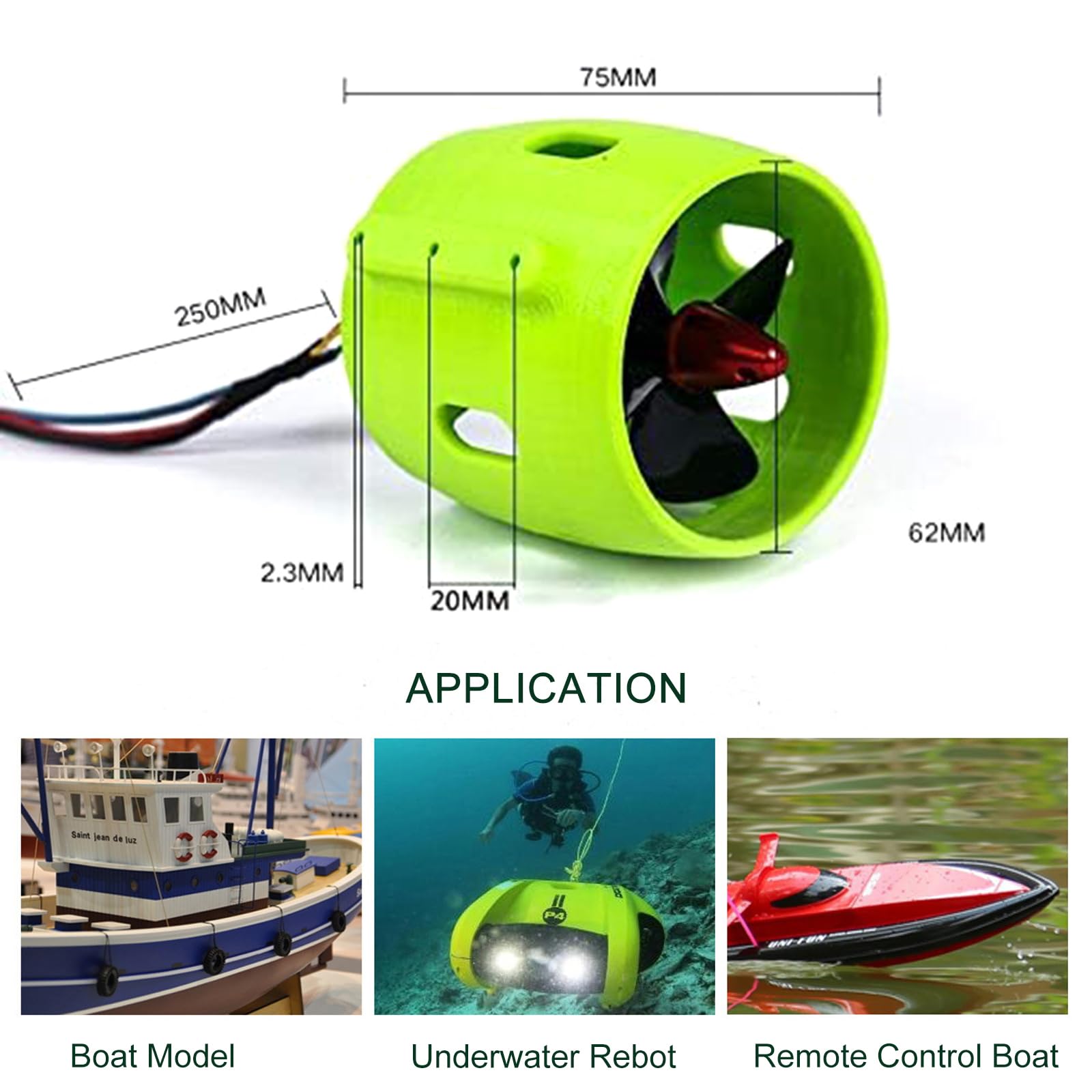 RC Boat Underwater Thruster Brushless Motor 12 24V 20A 300KV Compatibile con materiali PC per modellismo di navi e progetti sommergibili (1 coppia)