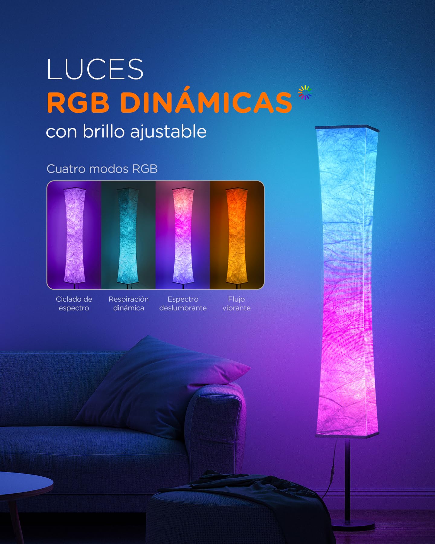 tomons LED Lámpara de pie Regulable, RGB Lámpara LED con Temporizador , Lámpara de Pie Inteligente Regulable con Remote Control y Sincronización musical, Lámpara de Pie Moderna para Dormitorio