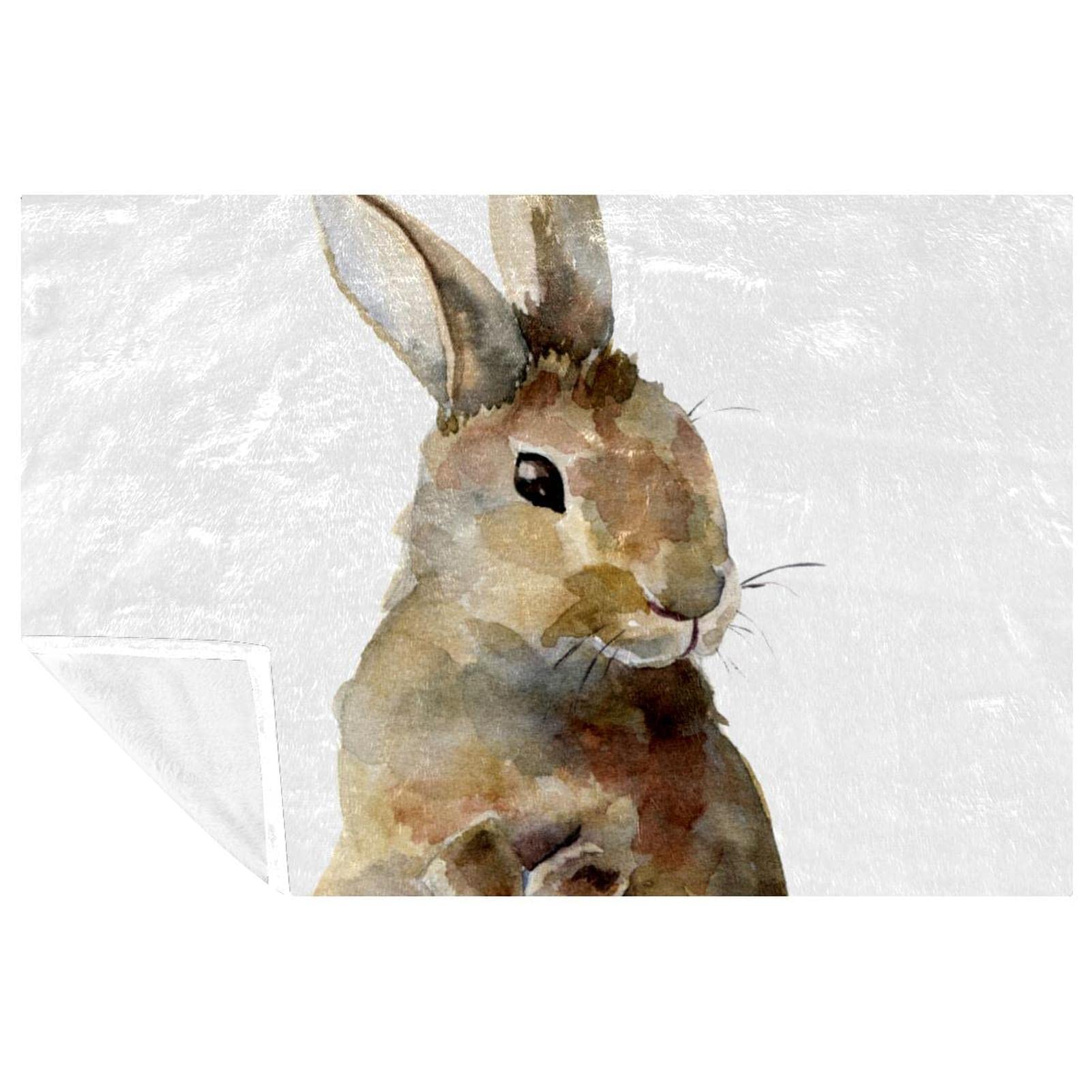 Couverture Lapin de Pâques aquarelle contre le froid sur le lit ou le canapé