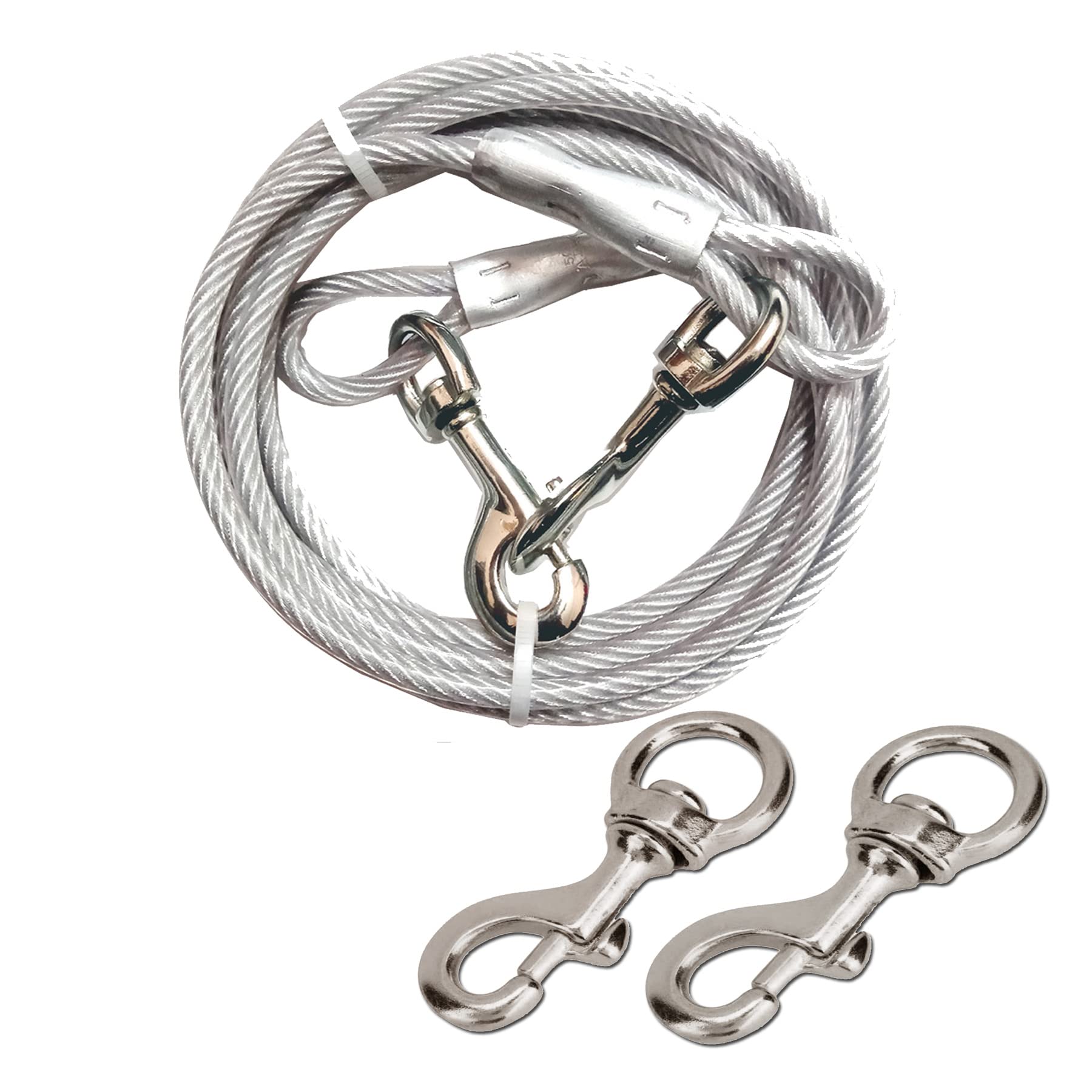 DUBIDU Venyl Covered Heavy Duty Tie Out Cable for Dogs - Tangle-Free & Weather Resistant Comes in 7",8 & 9" ft Long for Maximum Freedom!+2 Snap Hook (6mm/7" ft) (B0BXB9KN99) Amazon Price History, Amazon Price Tracker