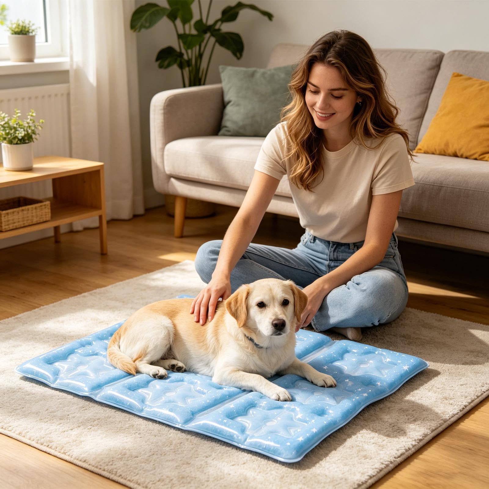 Tapis rafraîchissant pour chien 55 x 40 cm Coussin Réutilisable d'Été | Coussin Rafraîchissant pour Caisse, Panier, Canapé, Lit, Sol, Intérieur, Extérieur, Jardin, Terrasse, Été, Chat